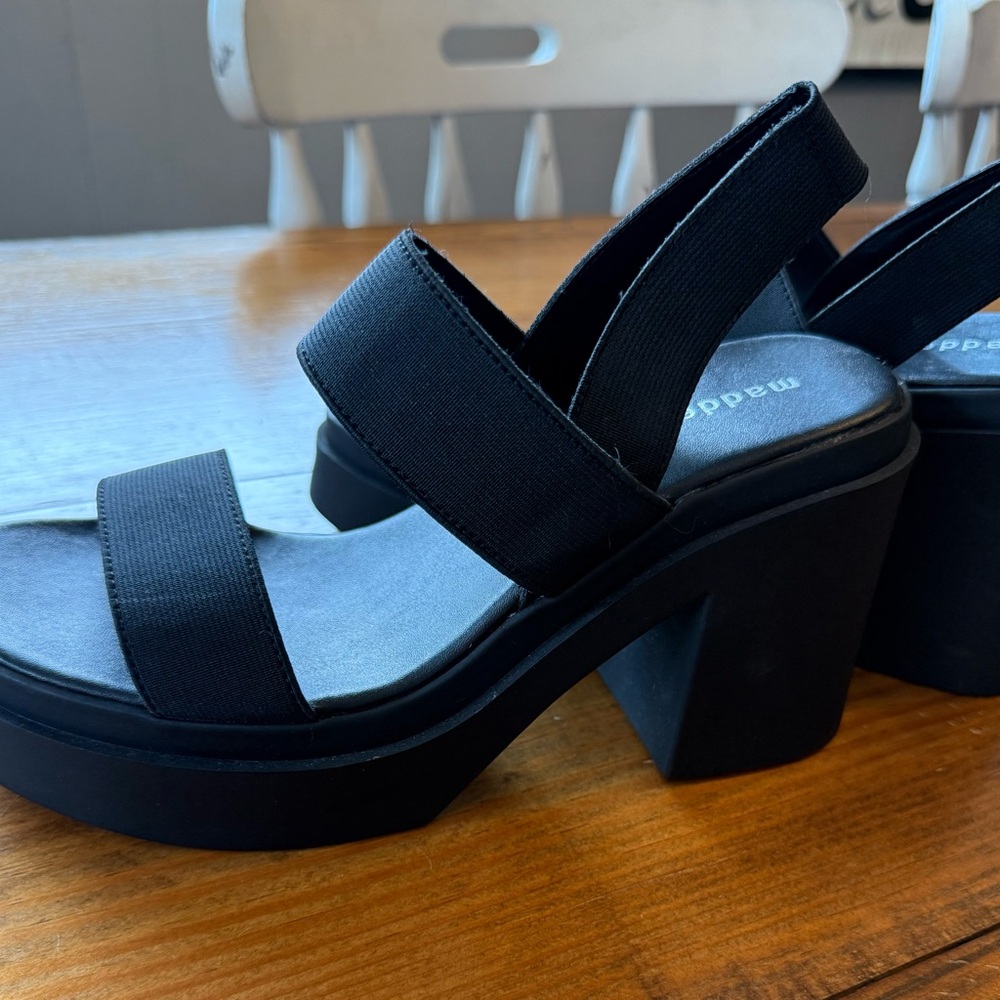 Madden Girl Block Heel Black Strappy Sandals